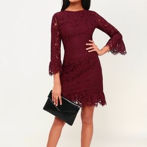 Lulu's Burgundy Lace Dress